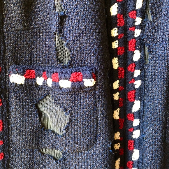 CHANEL dark blue mesh cutout coat - Picture 5 of 9